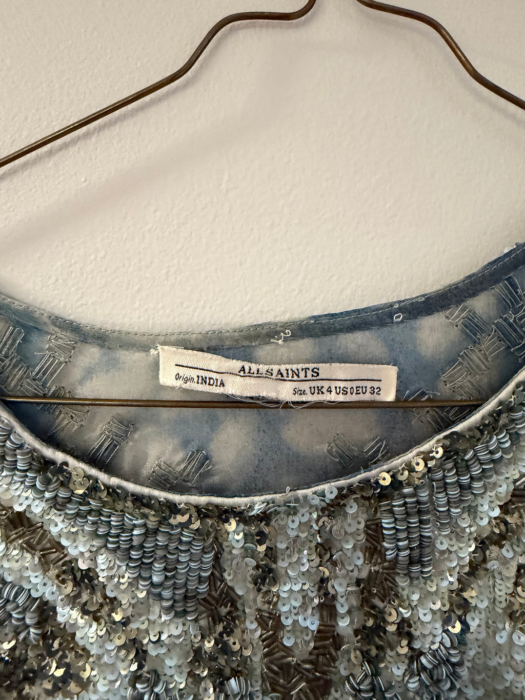 Blusa azul con Aplicaciones ALL SAINTS