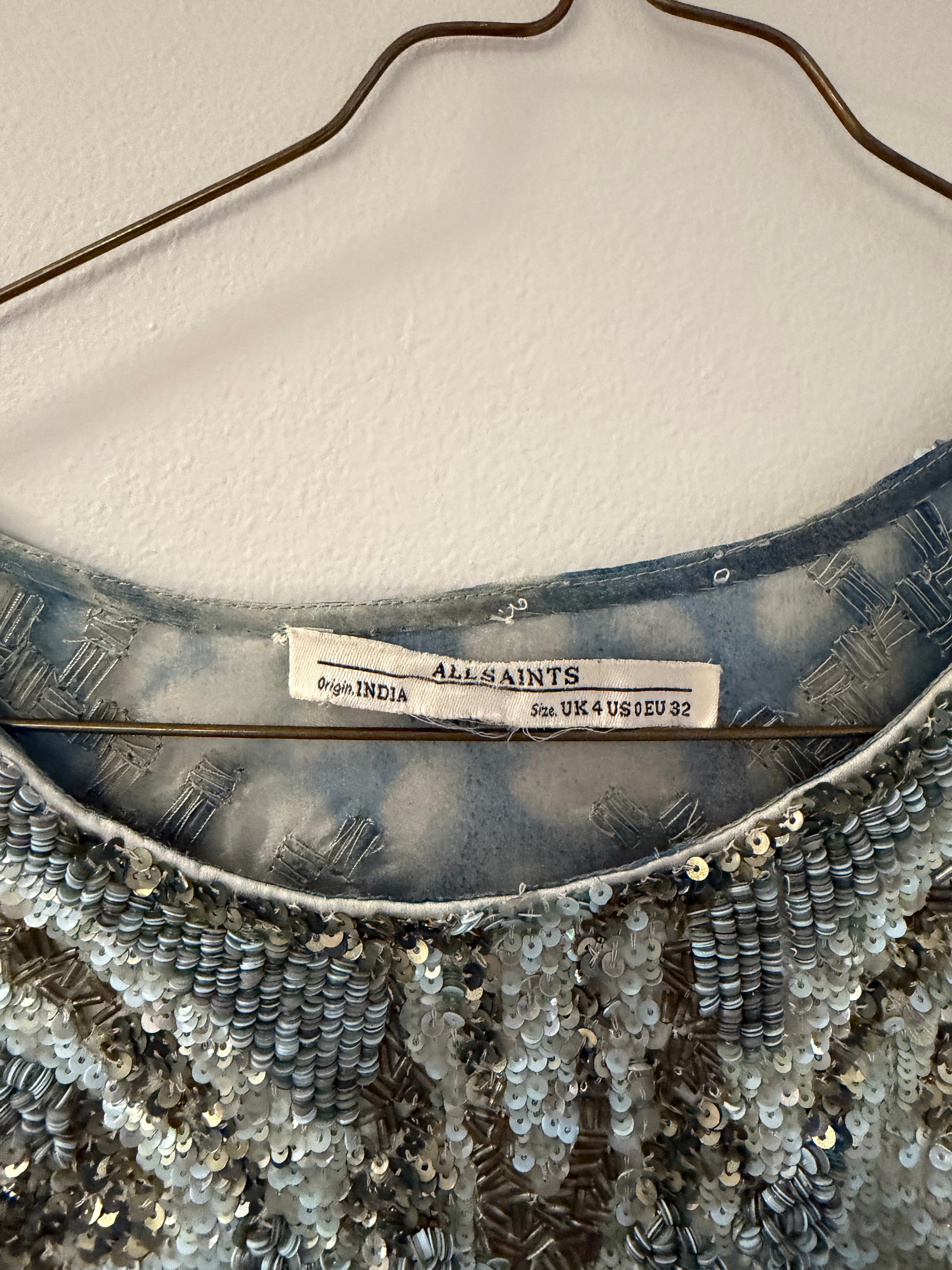 Blusa azul con Aplicaciones ALL SAINTS