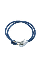 Ferragamo Braided Leather Gancini Silver Bracelet