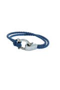 Ferragamo Braided Leather Gancini Silver Bracelet