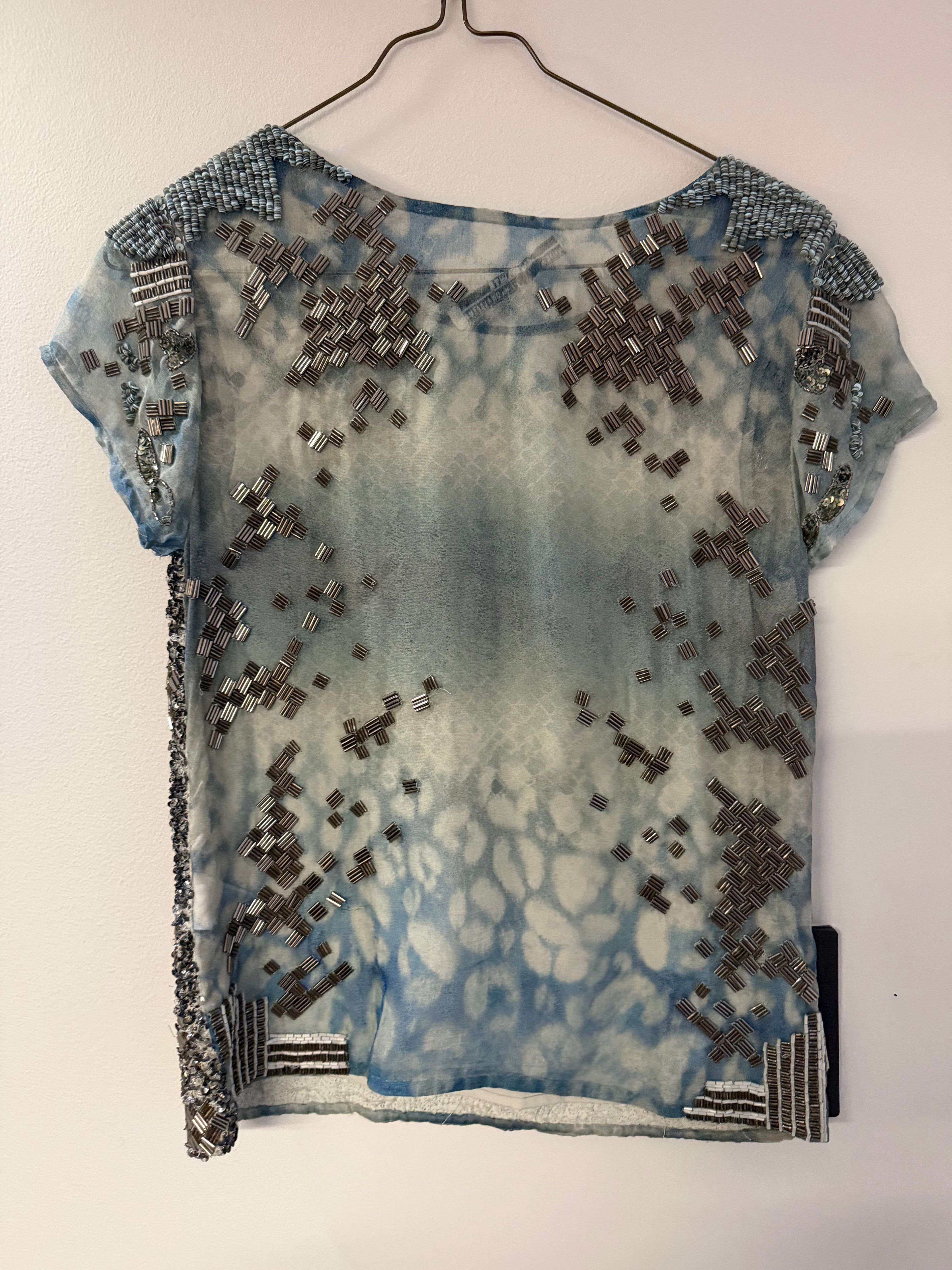 Blusa azul con Aplicaciones ALL SAINTS