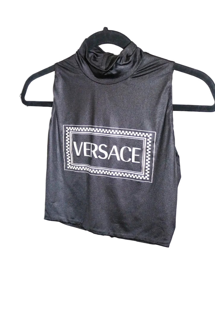 Versace 90s Vintage Logo Print Crop Top