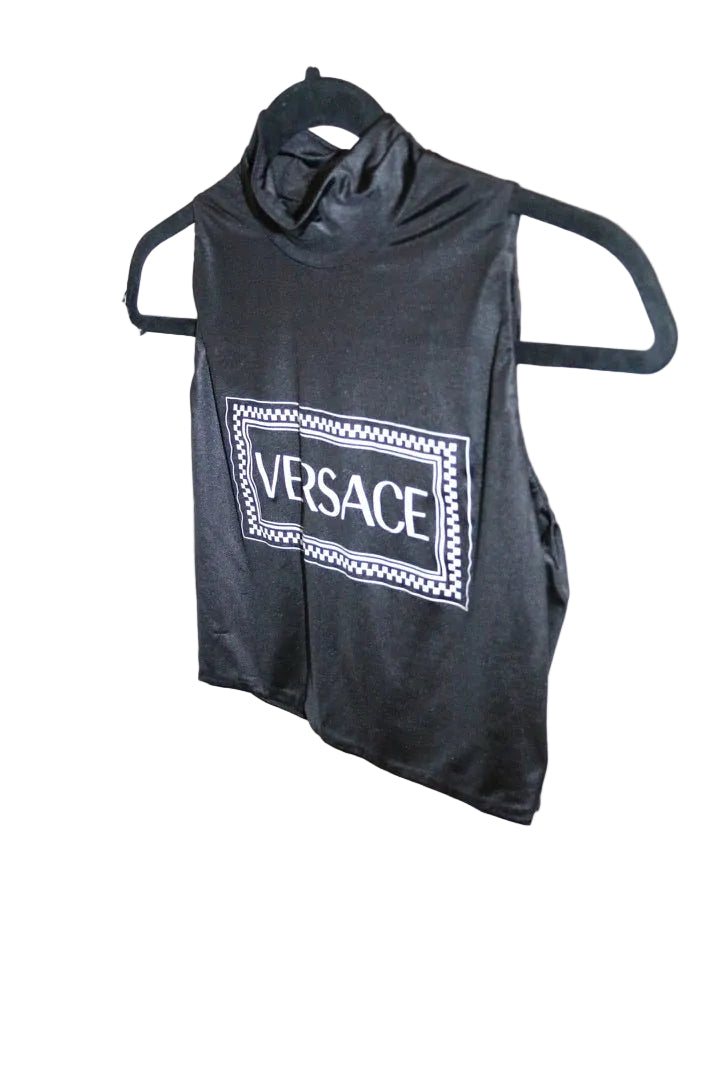 Versace 90s Vintage Logo Print Crop Top