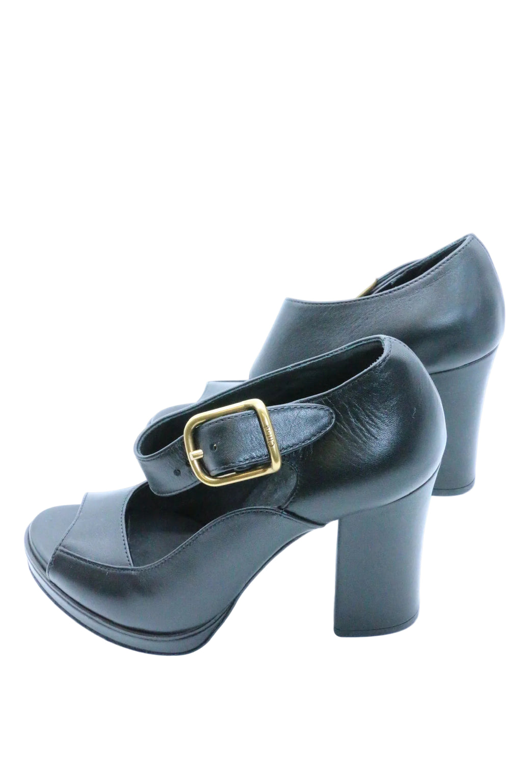 Chloe Leather Platform Mary  Jeans