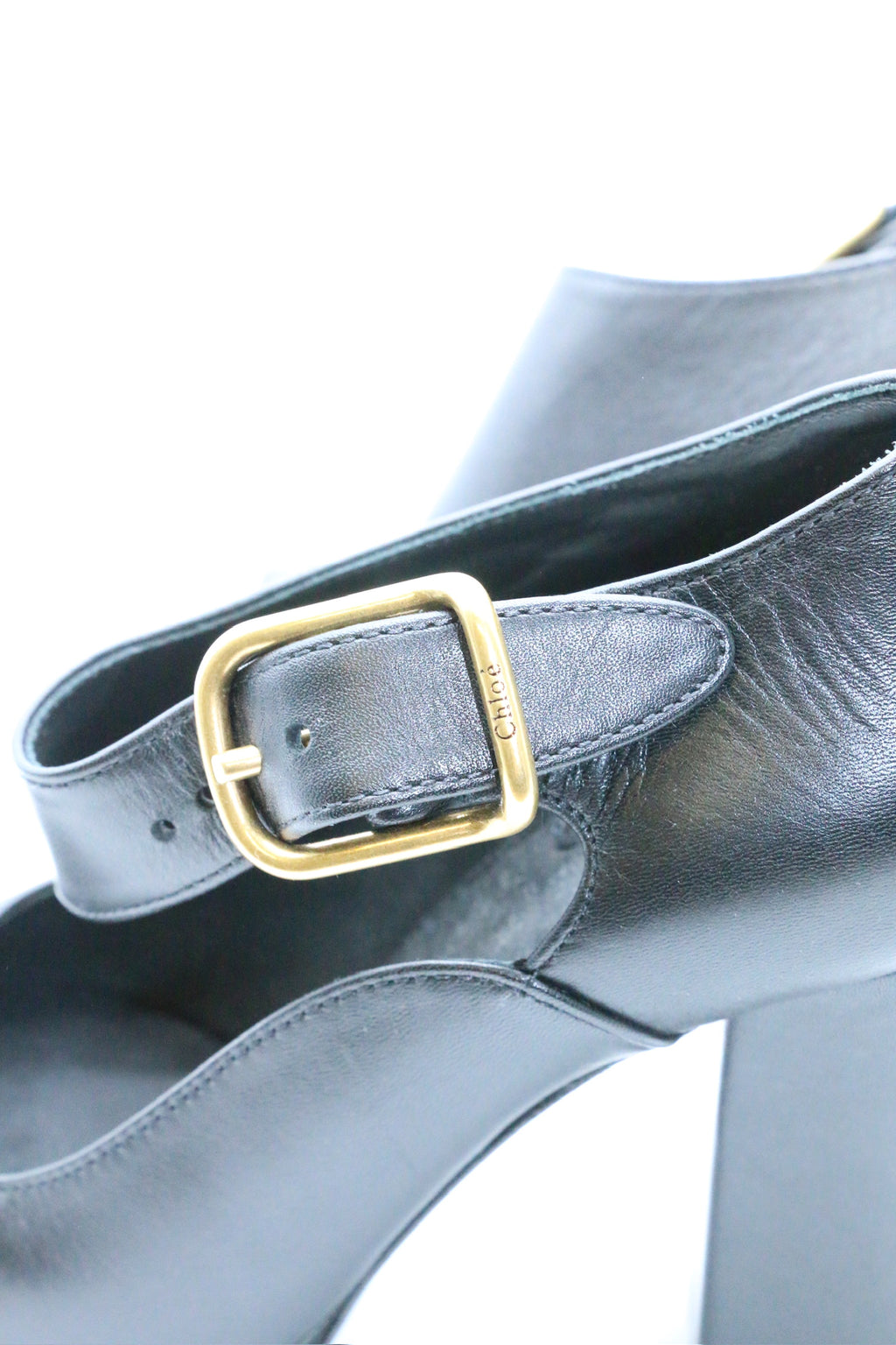 Chloe Leather Platform Mary  Jeans