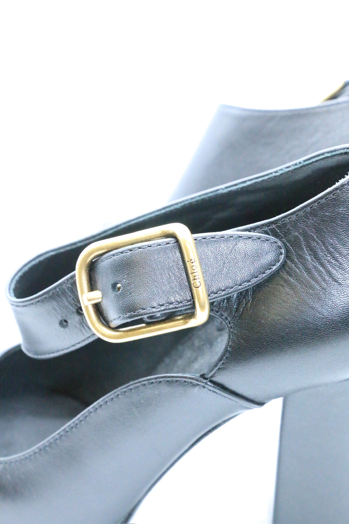 Chloe Leather Platform Mary  Jeans