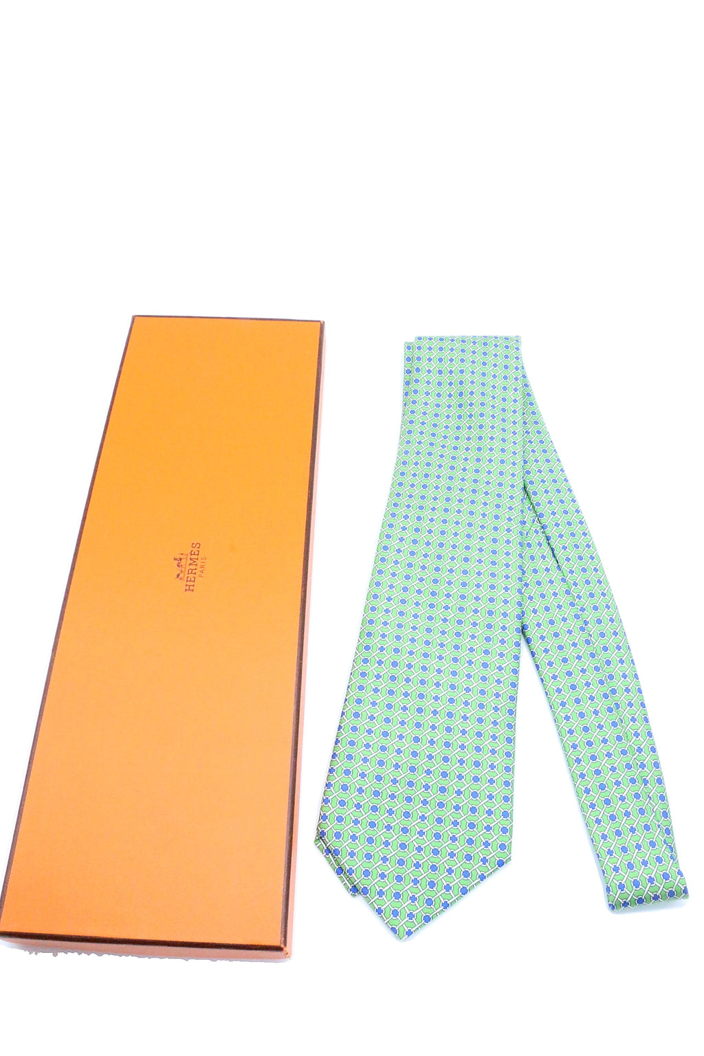 Corbata Hermés Verde con azul