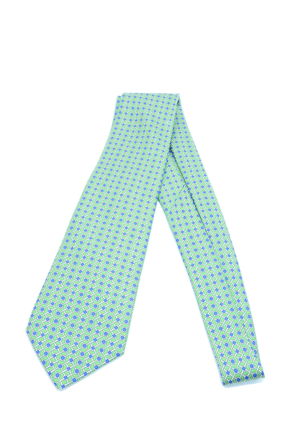 Corbata Hermés Verde con azul