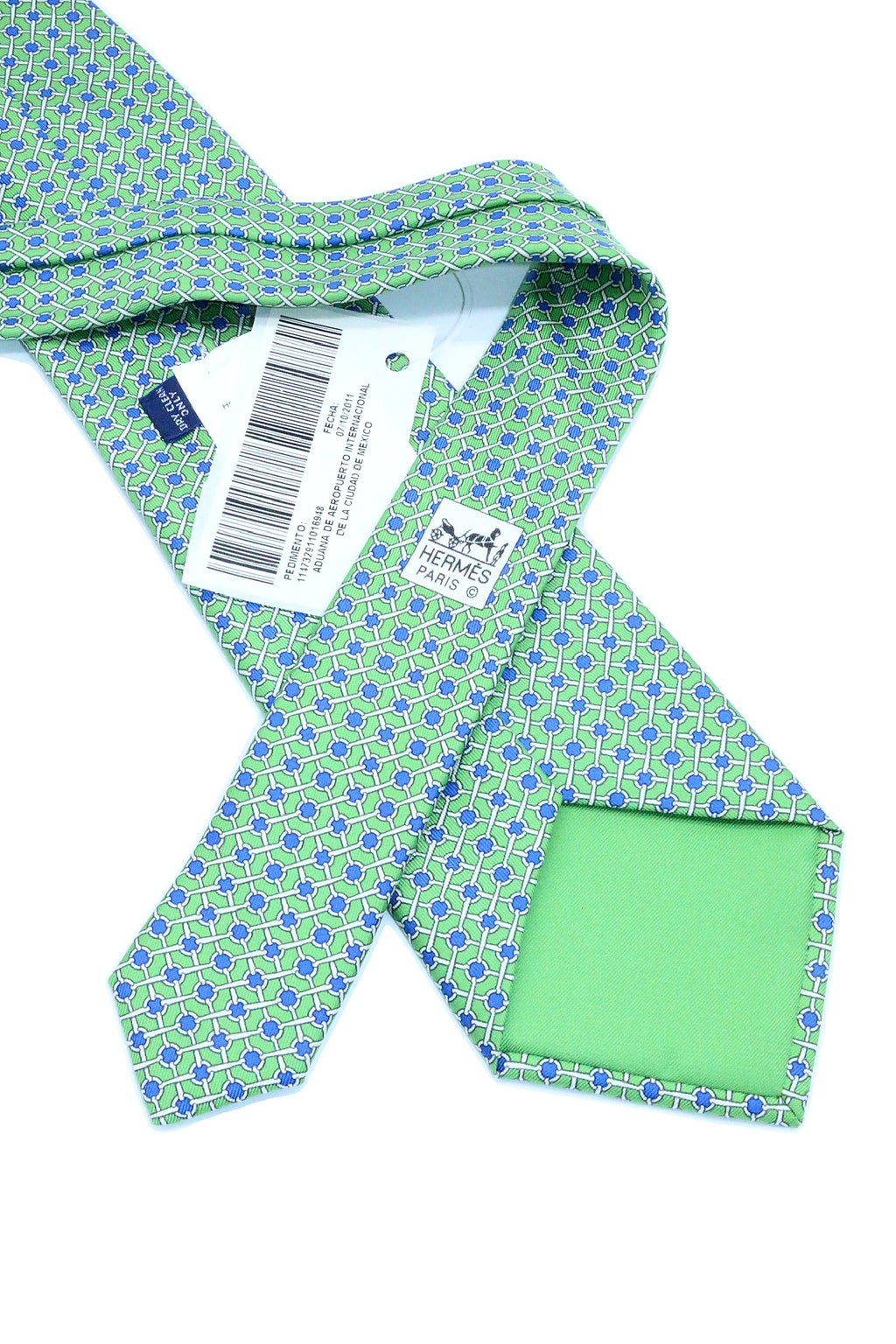 Corbata Hermés Verde con azul