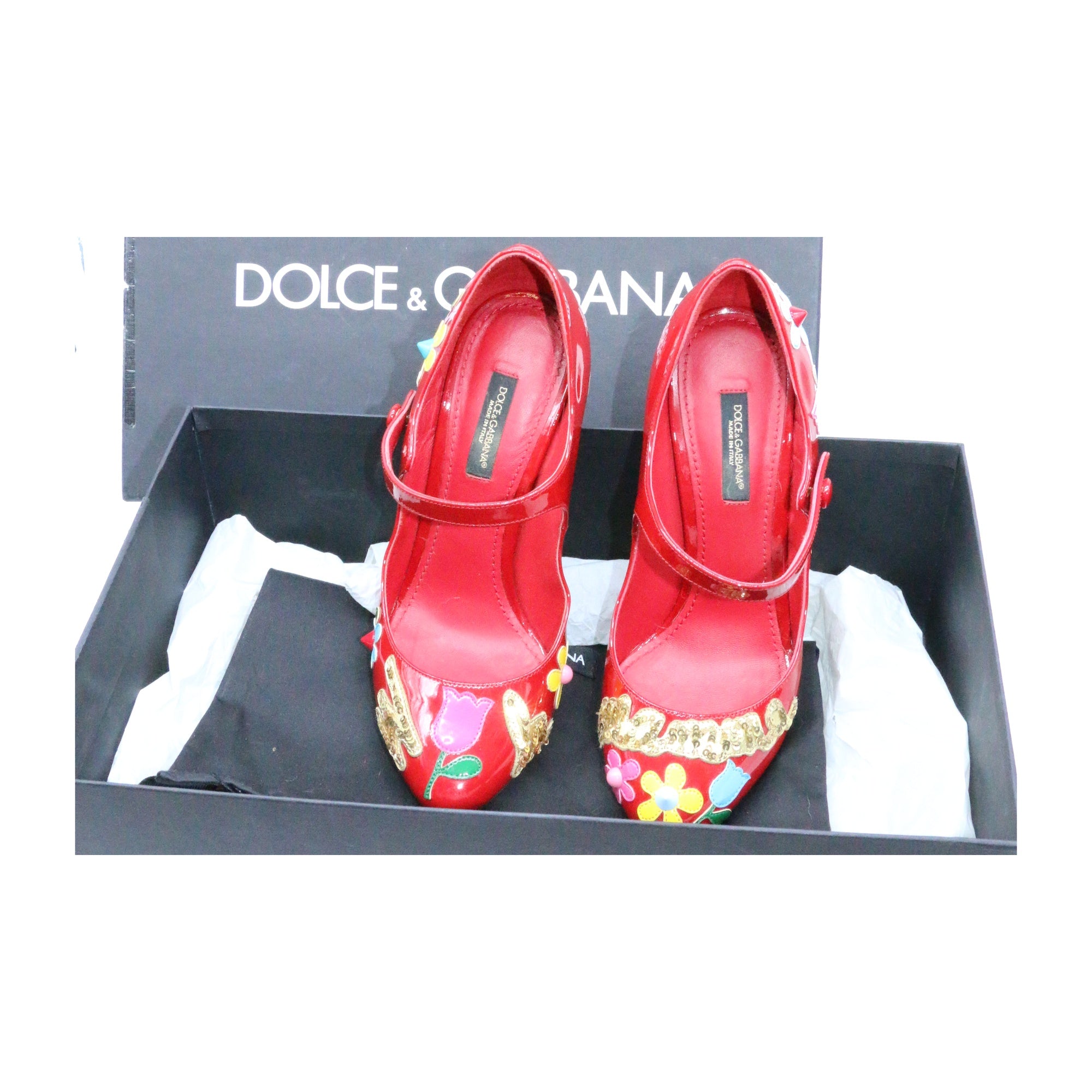 Dolce & Gabbana Sequin Crystal Studs Mary Jane