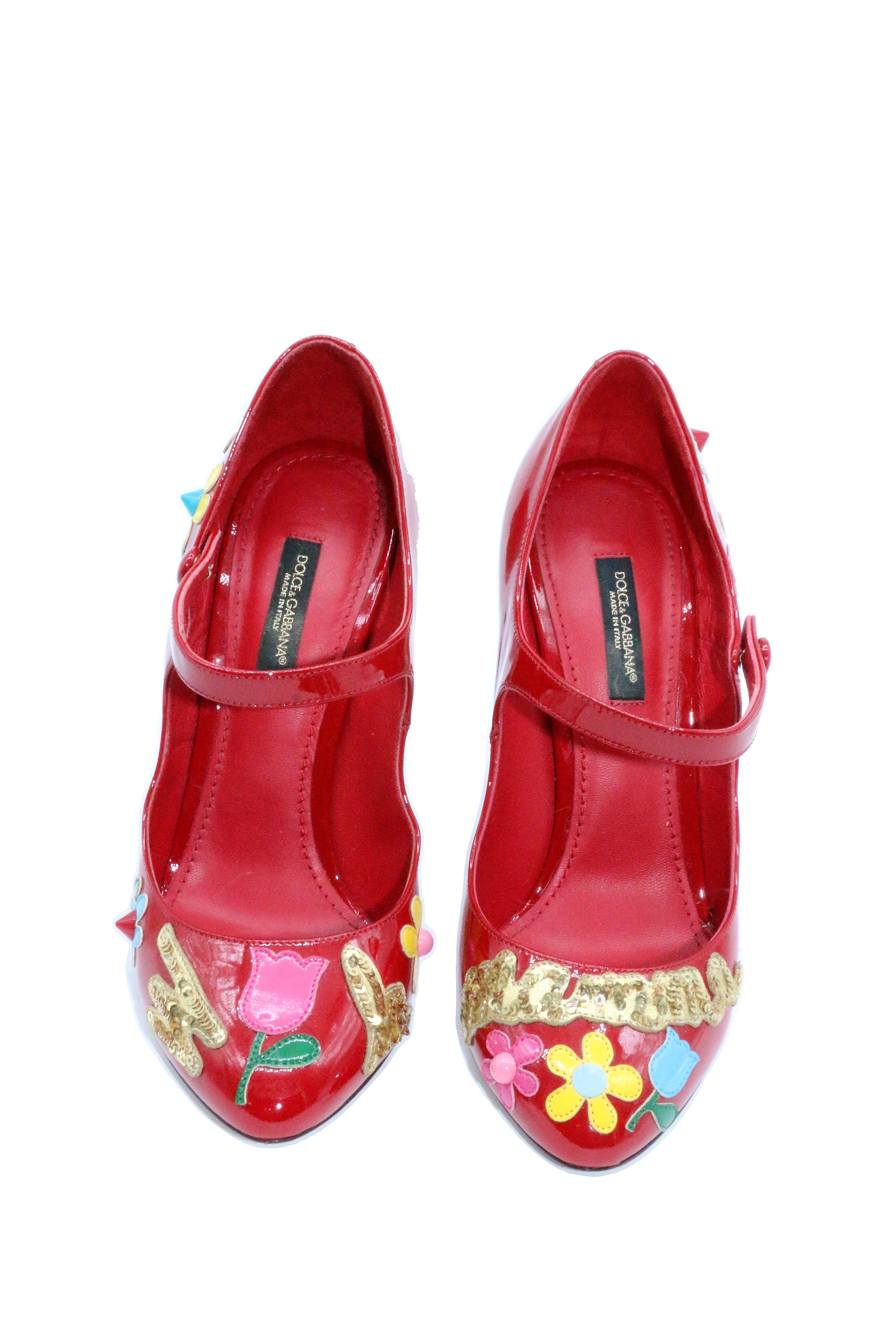 Dolce & Gabbana Sequin Crystal Studs Mary Jane