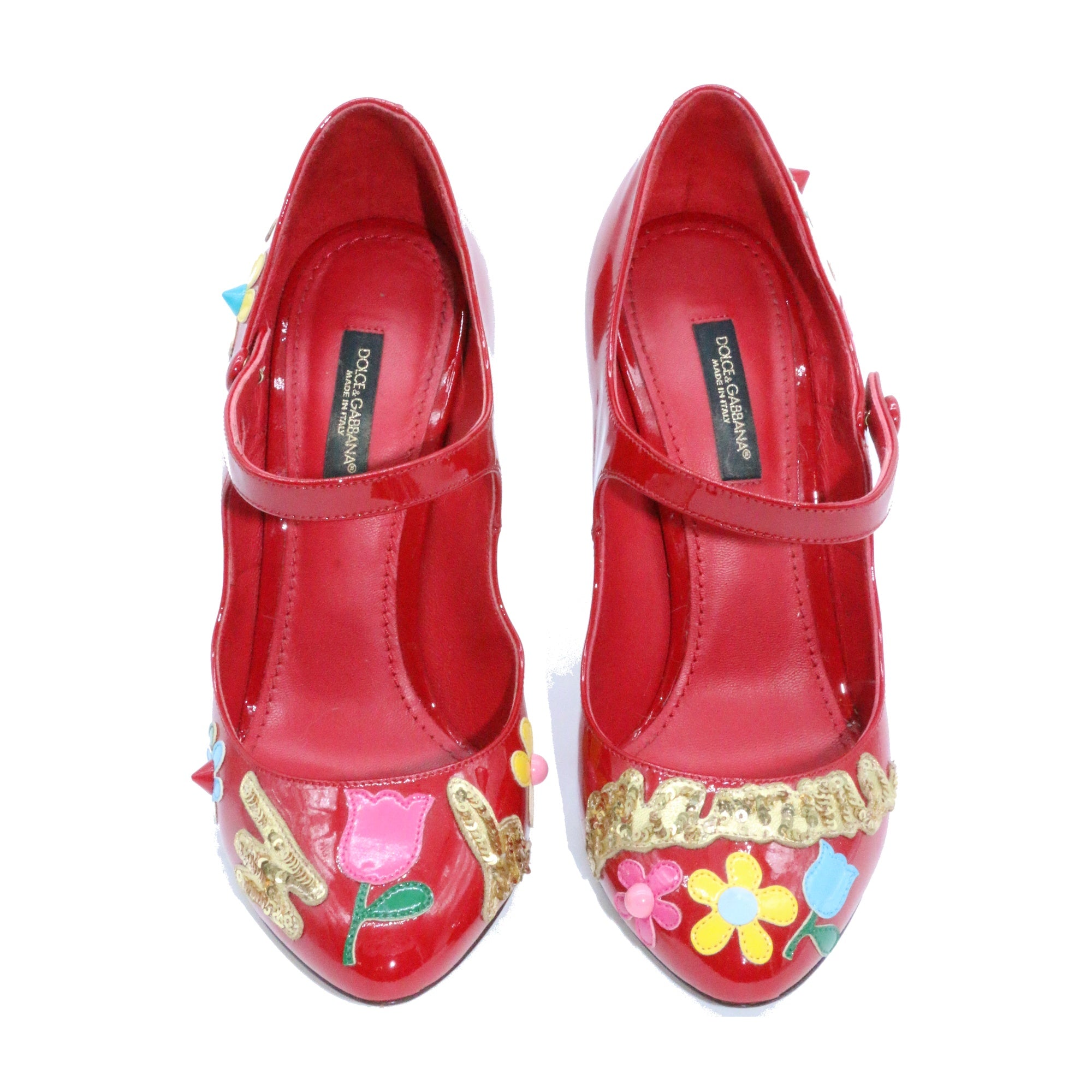Dolce & Gabbana Sequin Crystal Studs Mary Jane