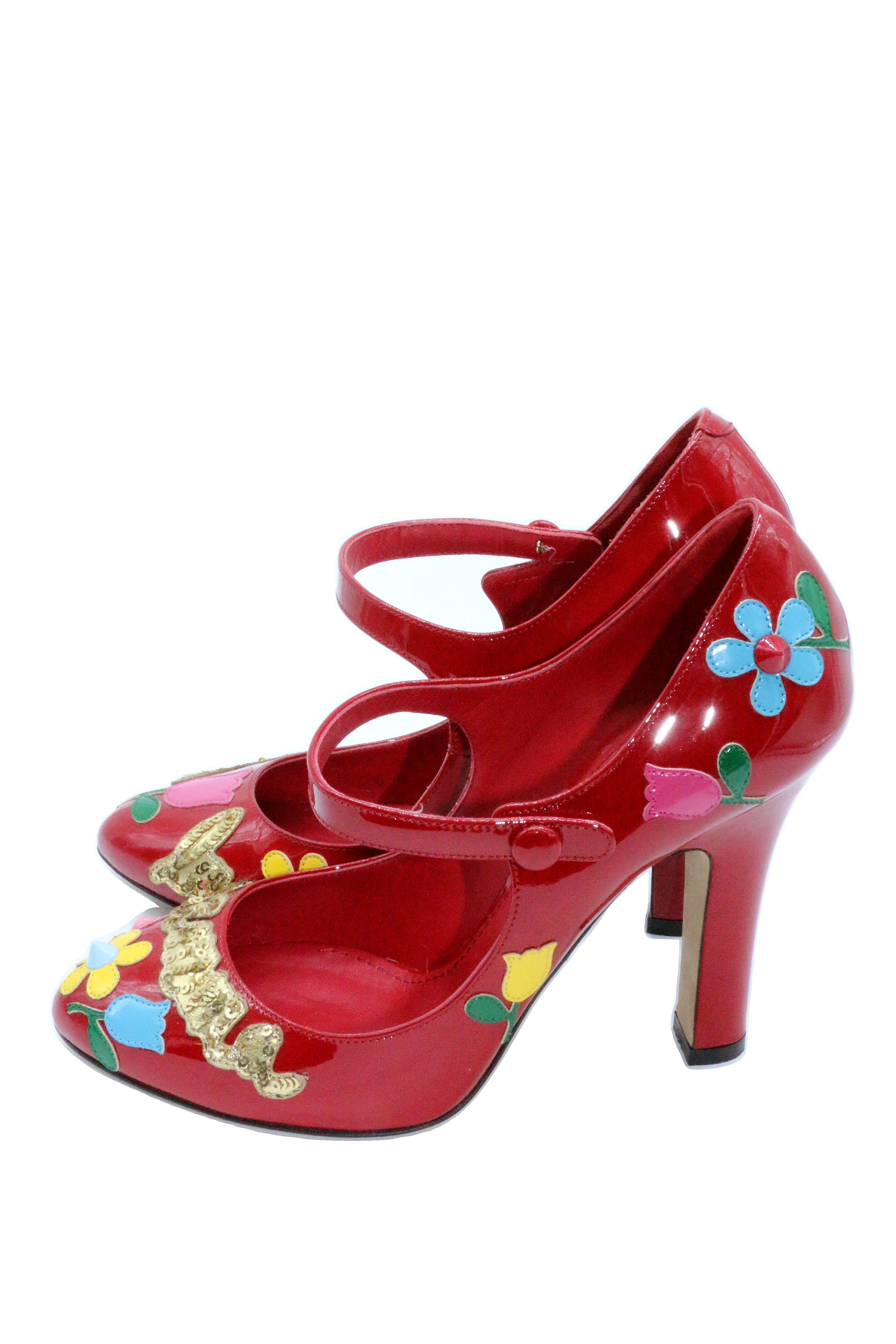 Dolce & Gabbana Sequin Crystal Studs Mary Jane