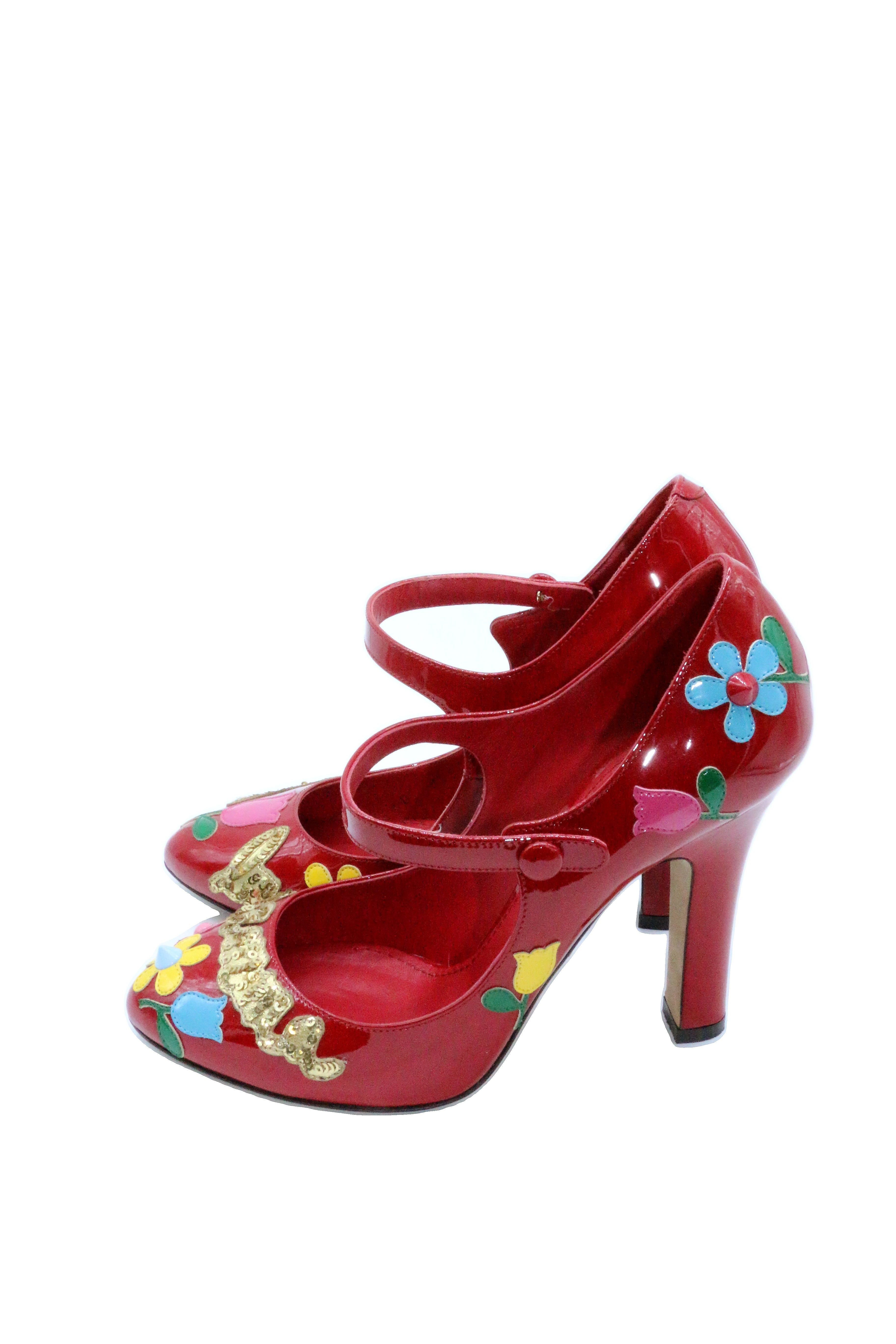 Dolce & Gabbana Sequin Crystal Studs Mary Jane