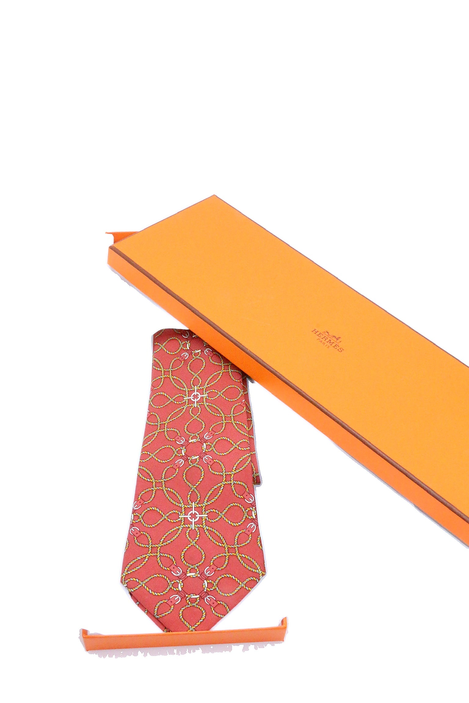 Corbata  Hermés  ladrillo con cinturones