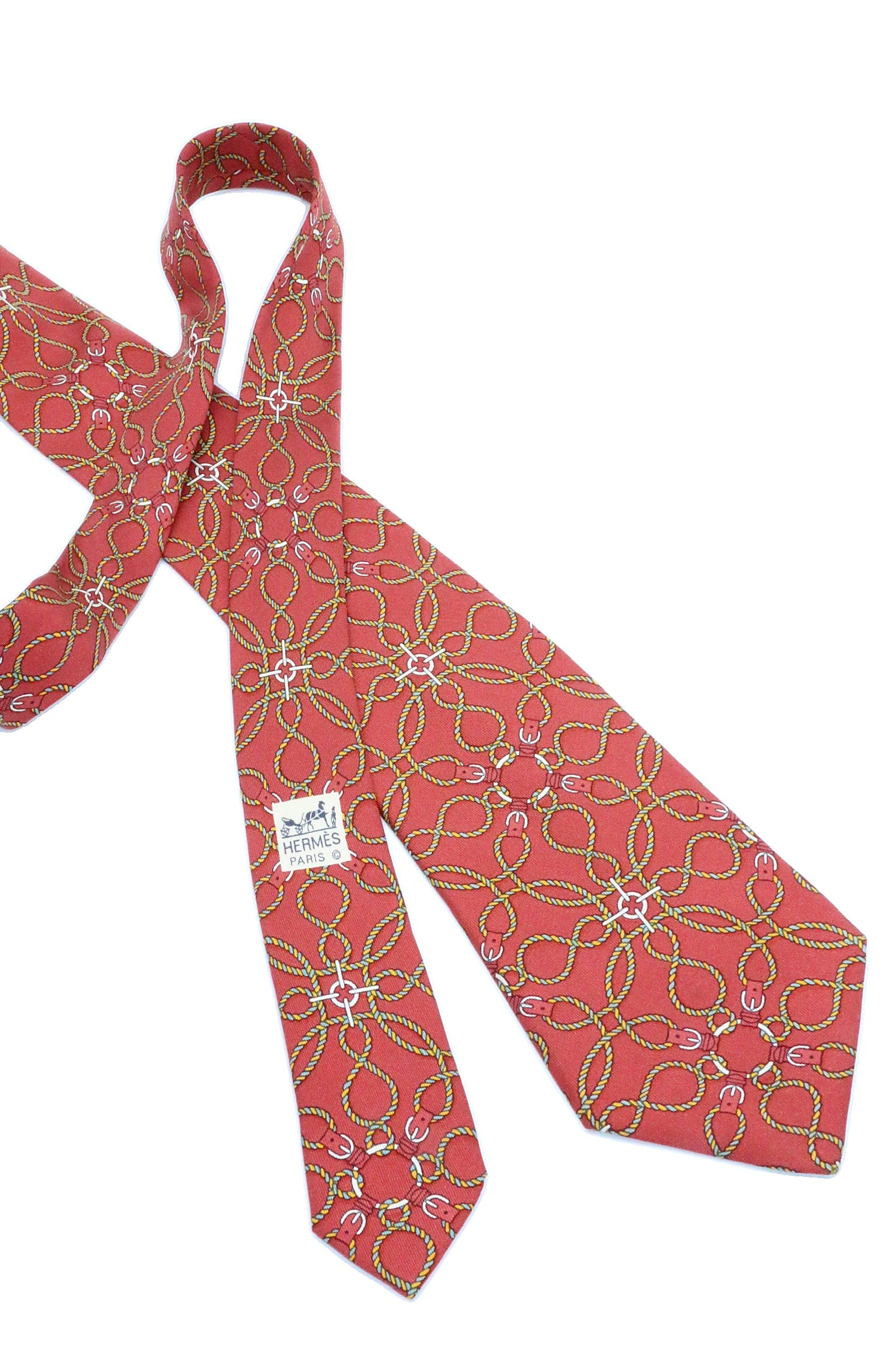 Corbata  Hermés  ladrillo con cinturones