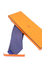 Corbata  Hermés morado y H verdes