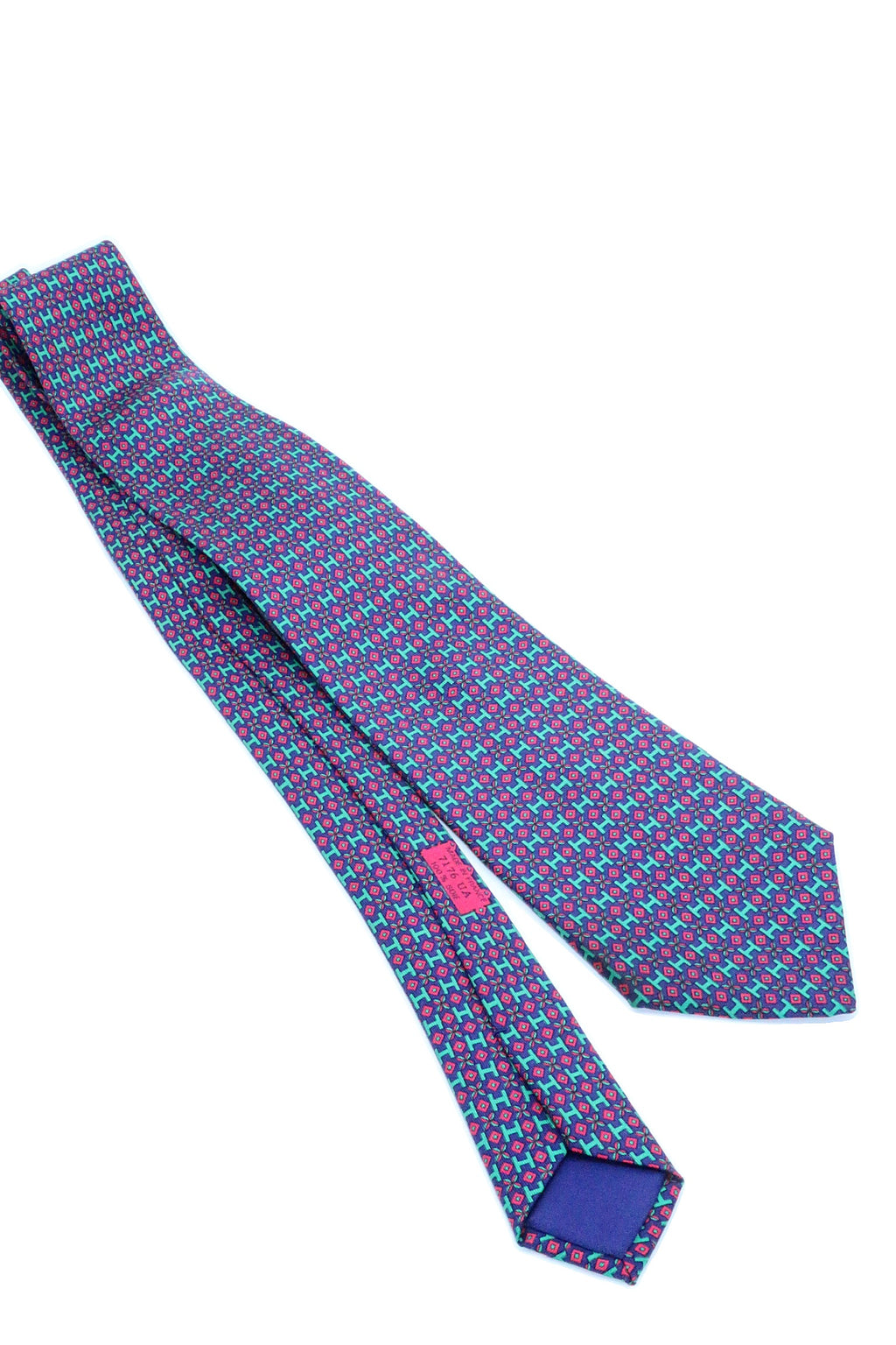 Corbata  Hermés morado y H verdes