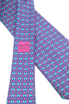 Corbata  Hermés morado y H verdes