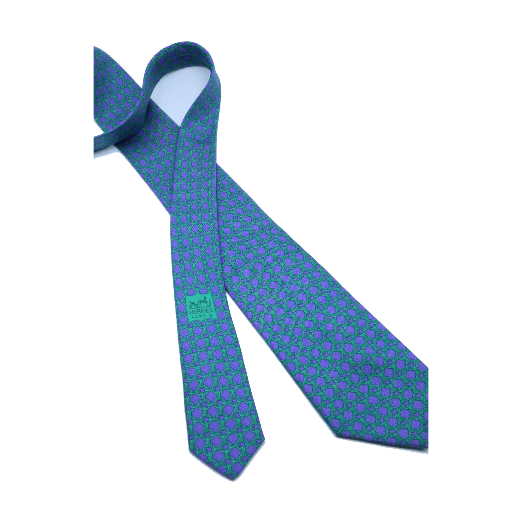Corbata Hermés morado con verde