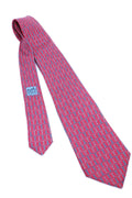 Corbata Hermés rosa con infinitos azules