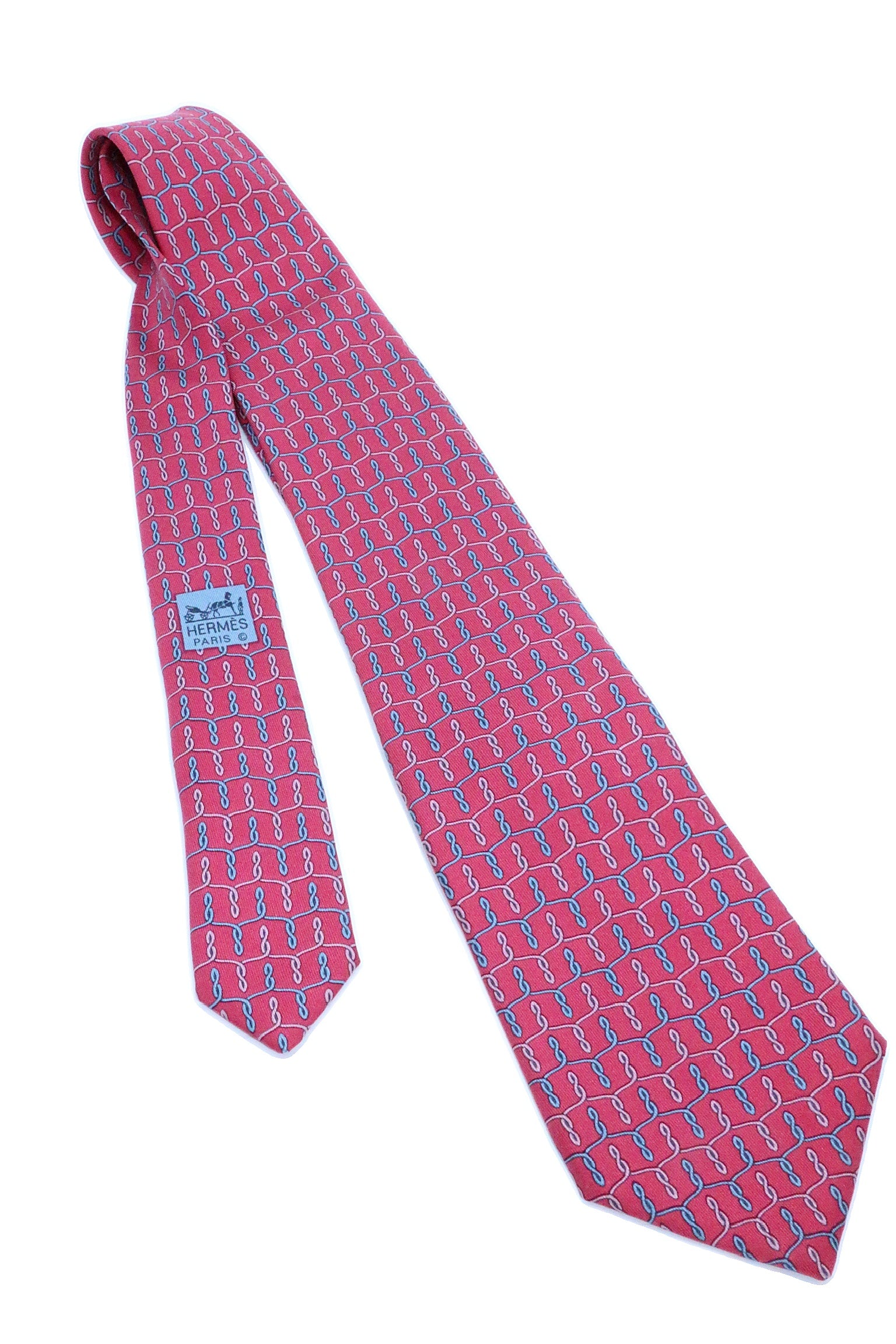 Corbata Hermés rosa con infinitos azules