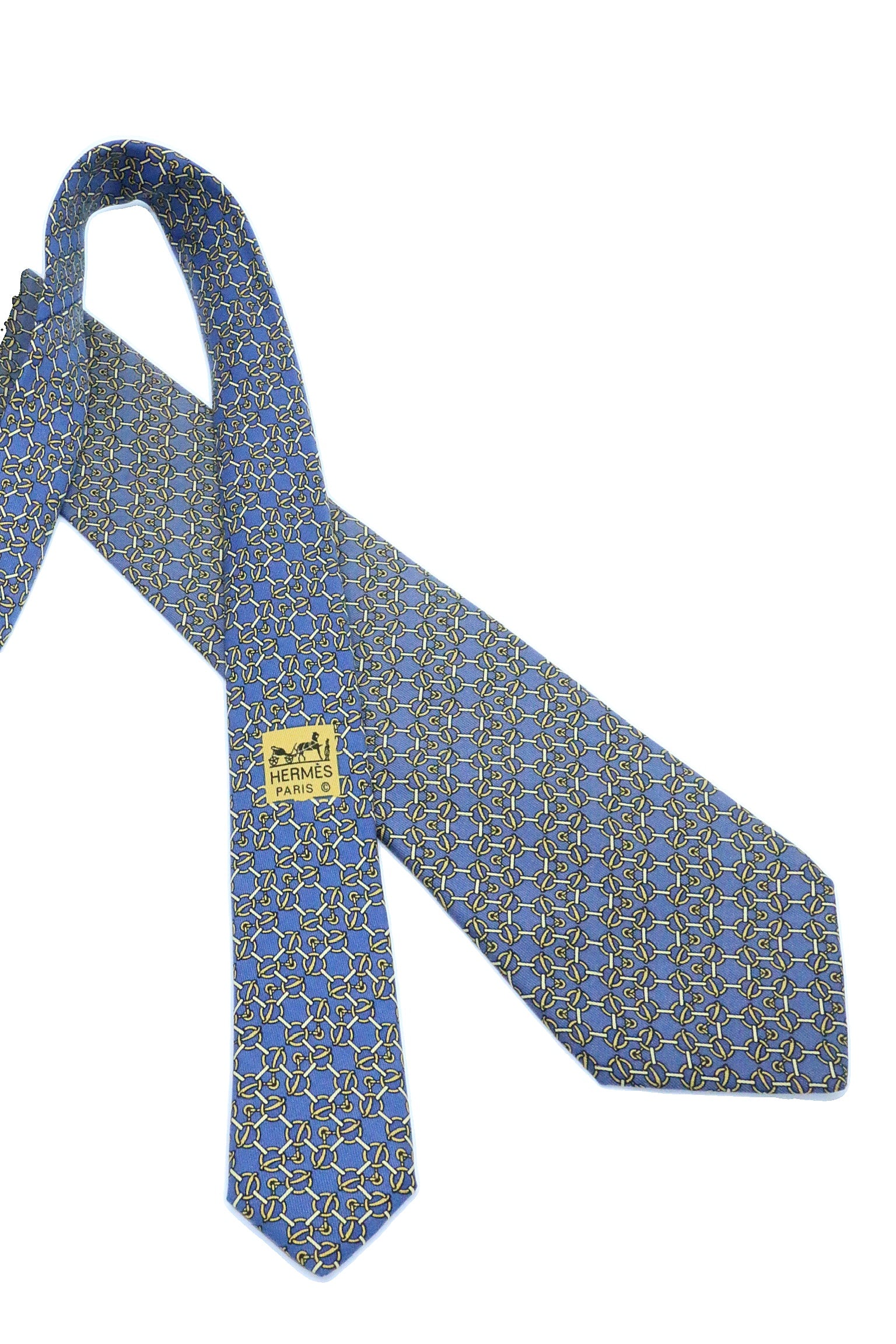 Corbata Hermés gris con amarillo