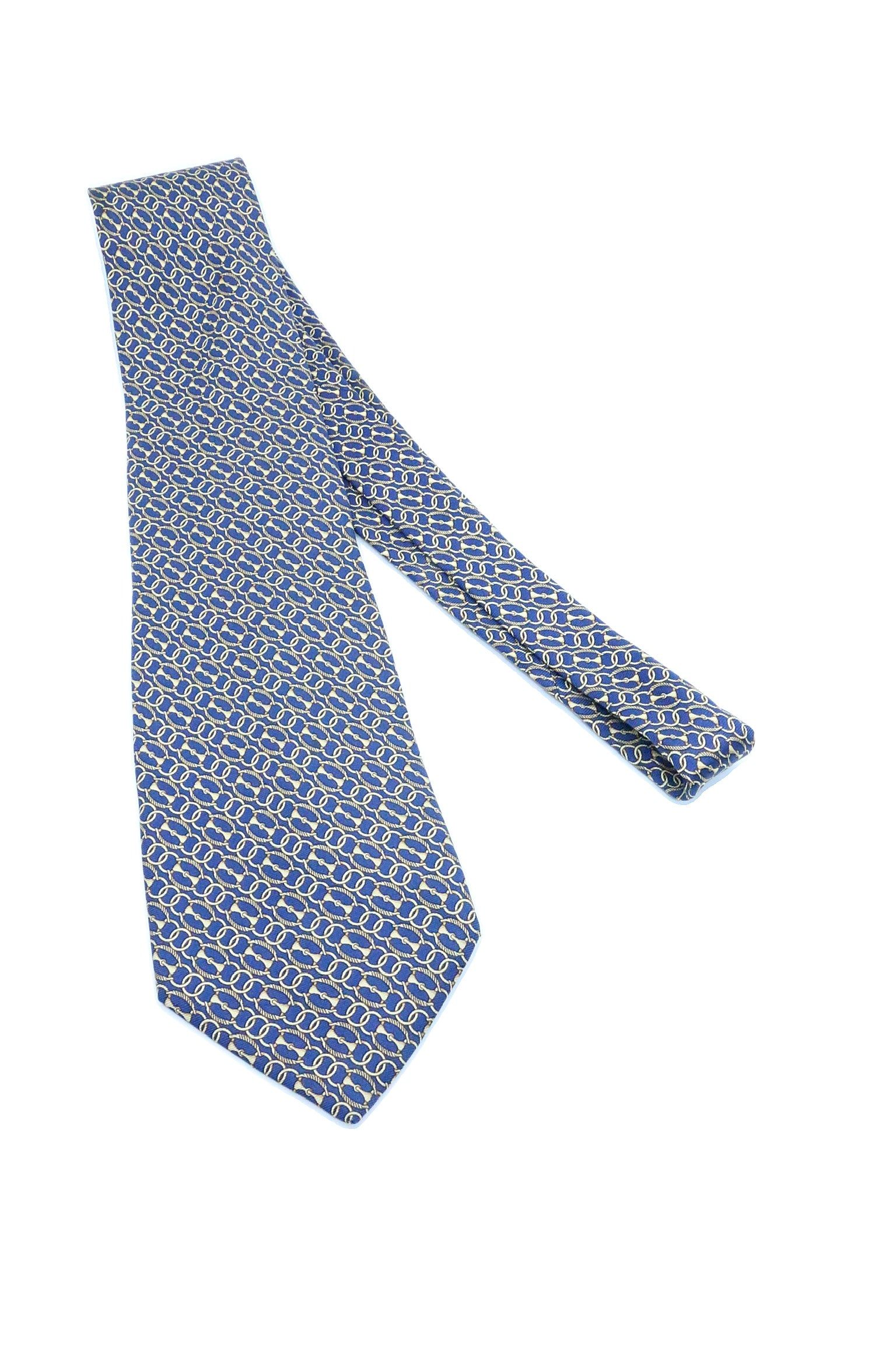 Corbata Burberry azul con círculos dorados