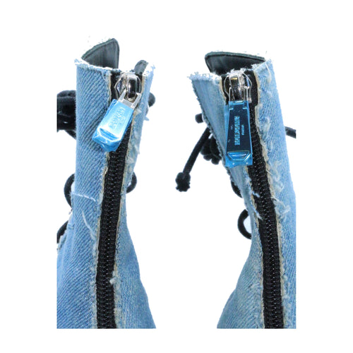 Balmain Denim Lace-Up Boots