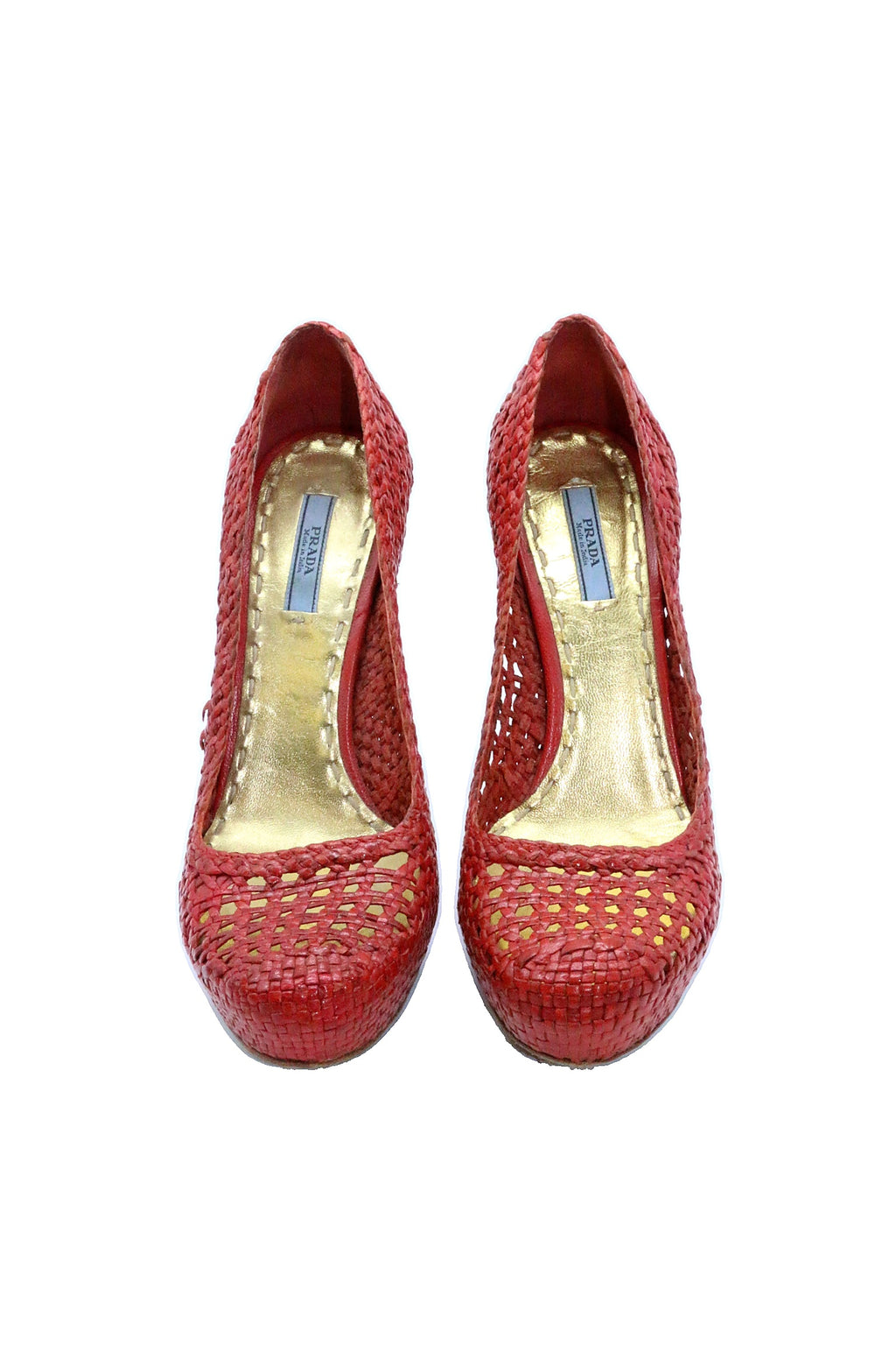 Prada Woven Leather Heels