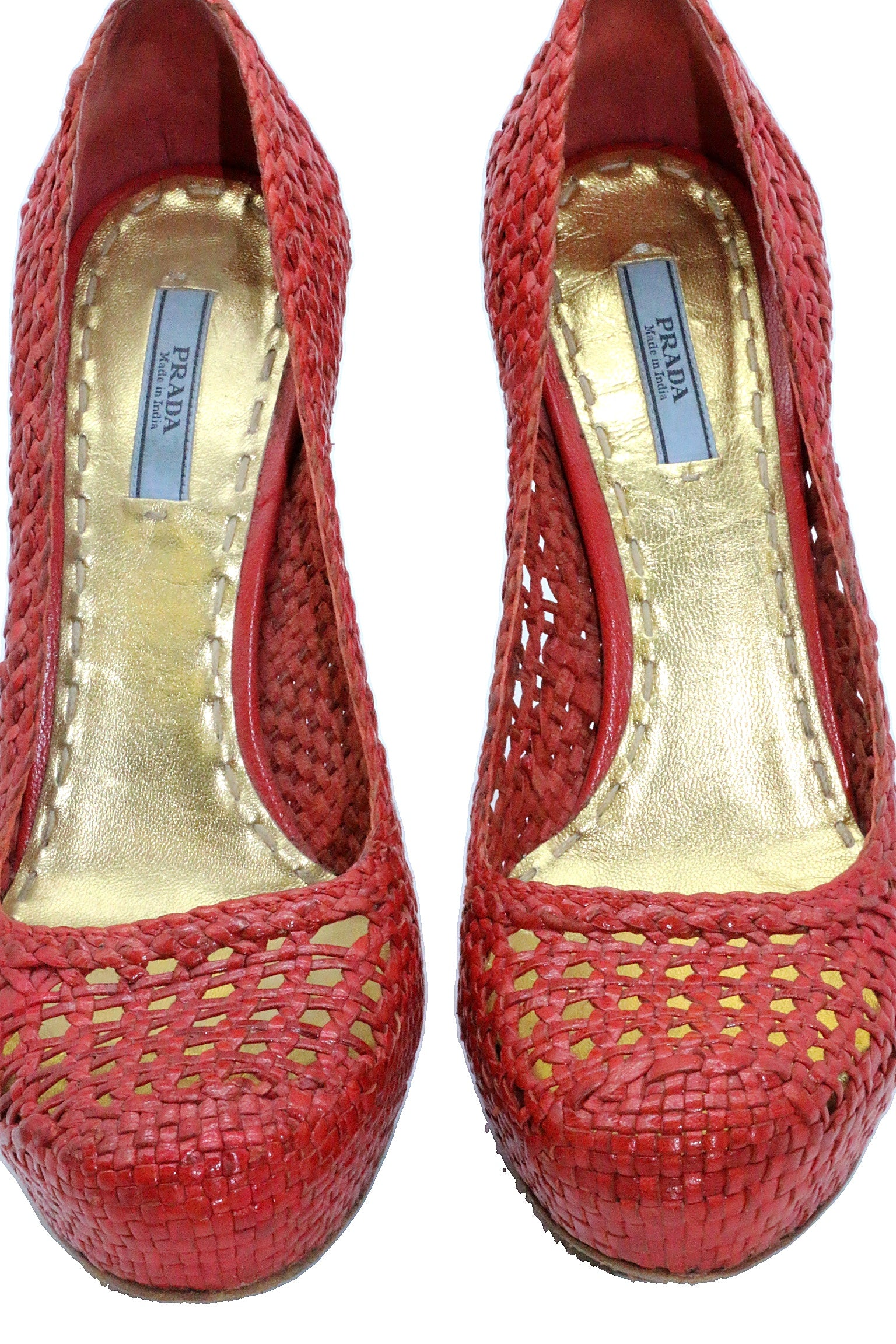 Prada Woven Leather Heels