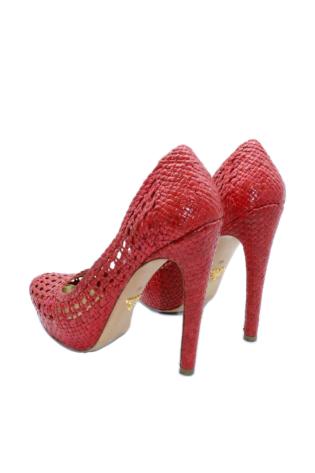 Prada Woven Leather Heels