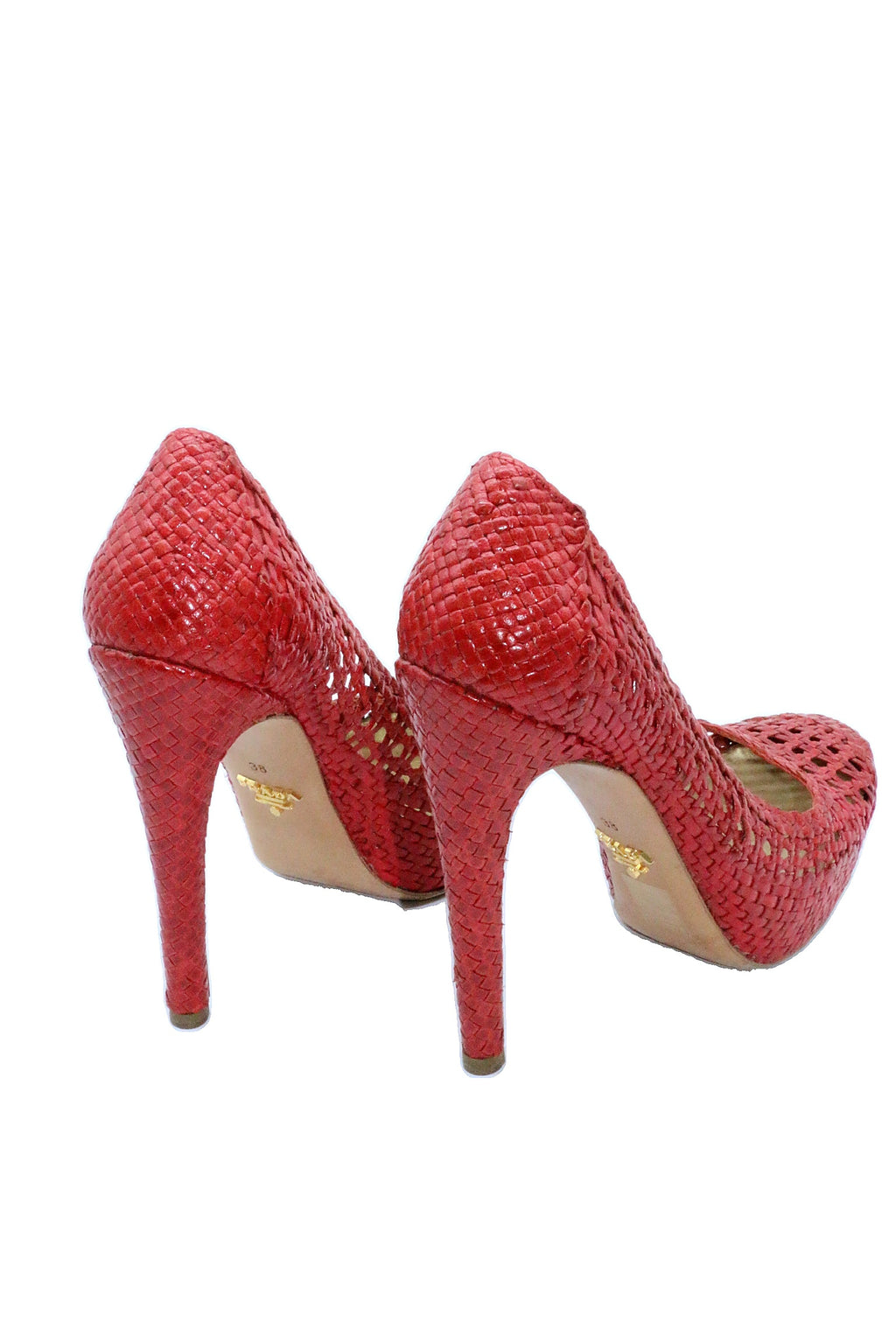 Prada Woven Leather Heels