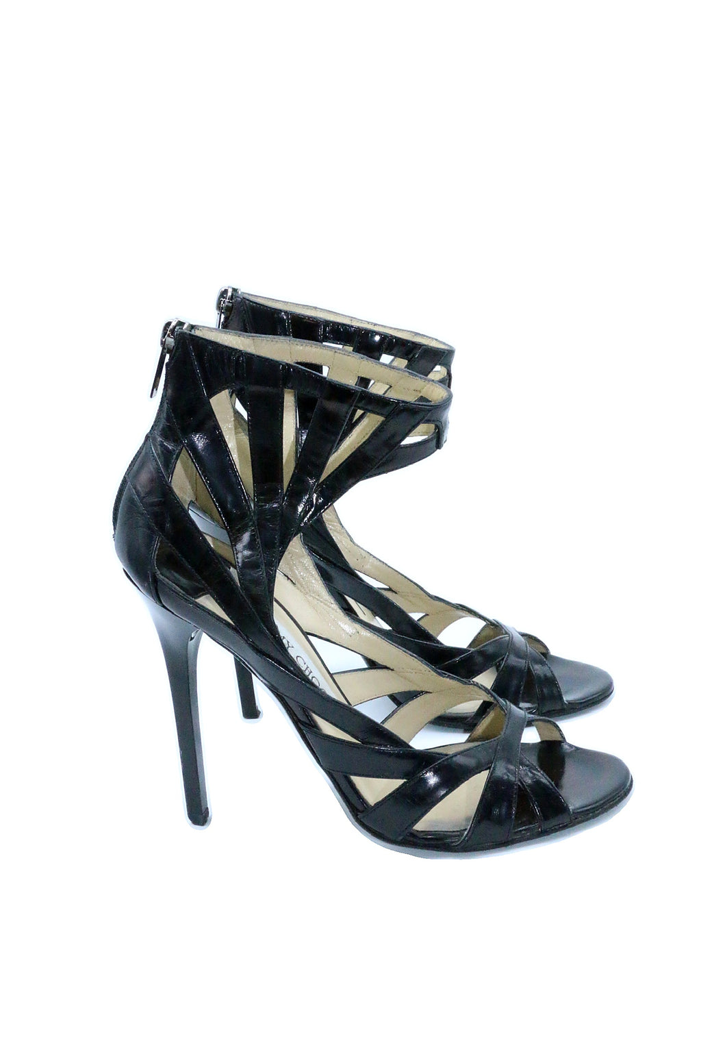 Jimmy Choo Leather Cutout Accent Sandals
