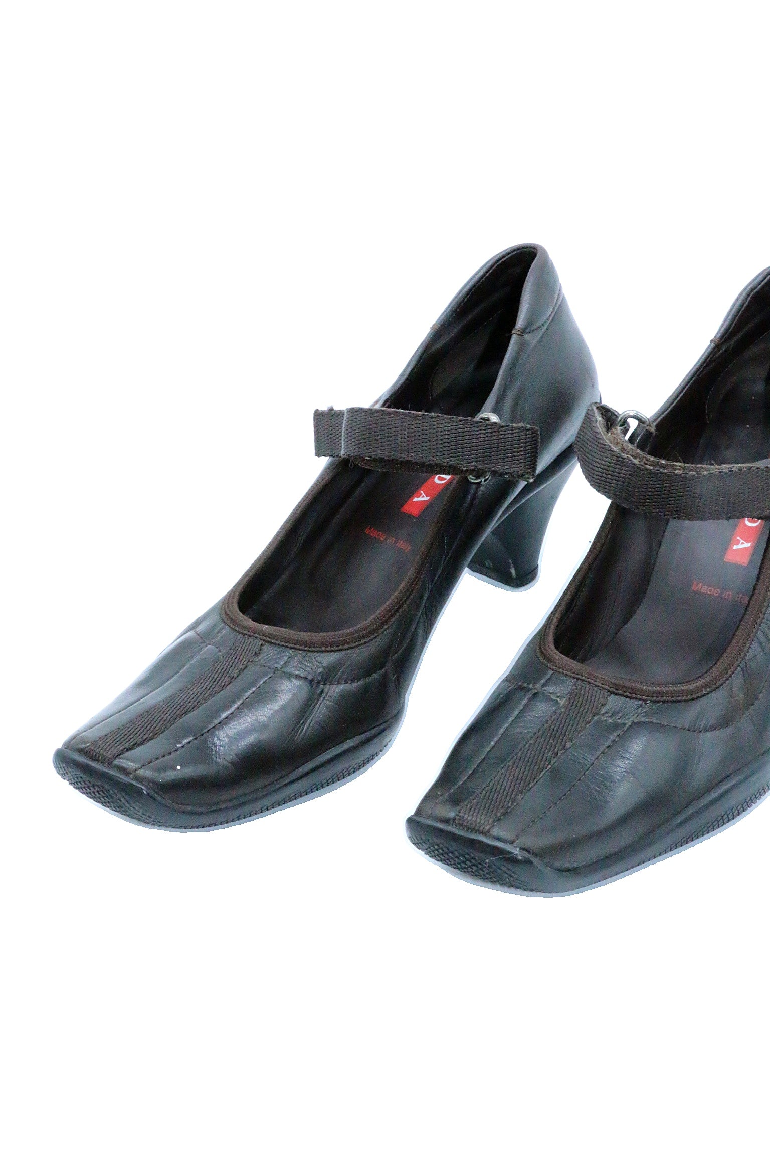 Prada Leather Kitten Heel Mary Jane