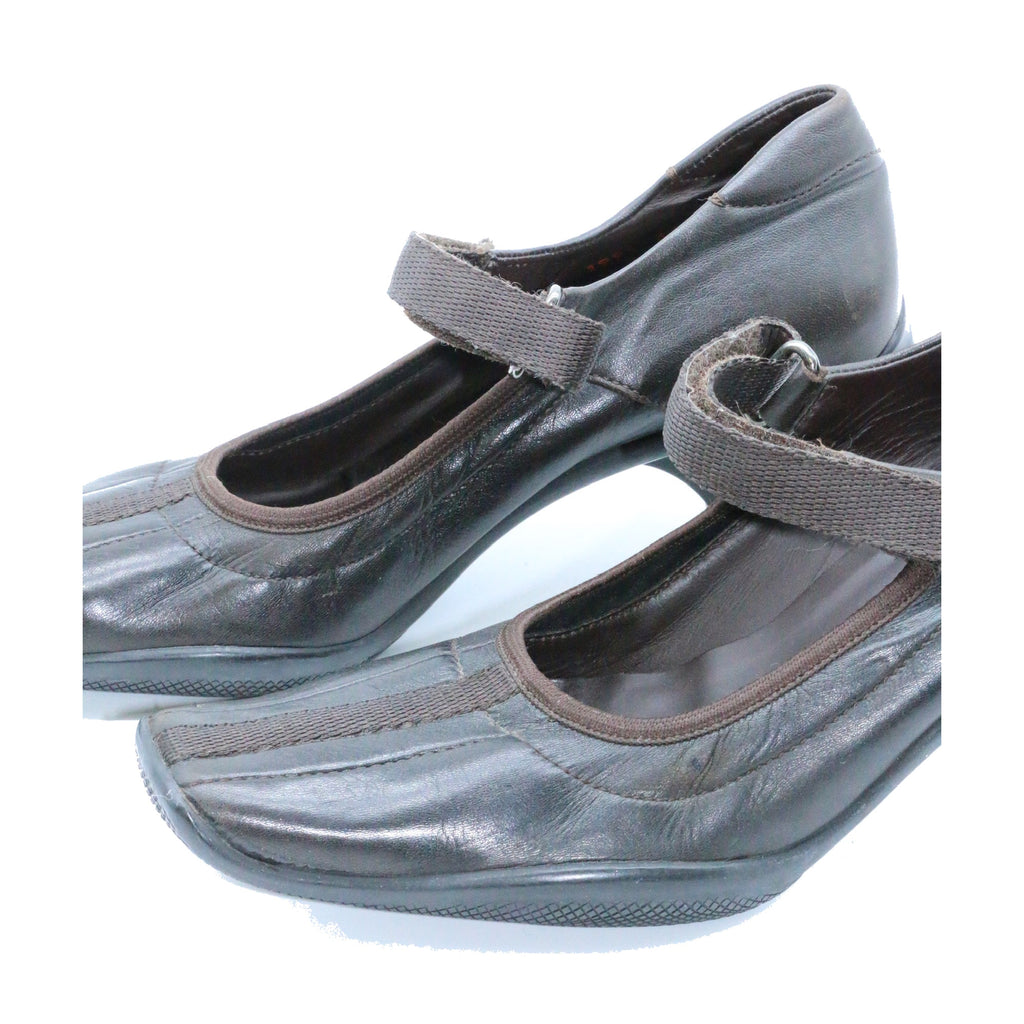 Prada Leather Kitten Heel Mary Jane