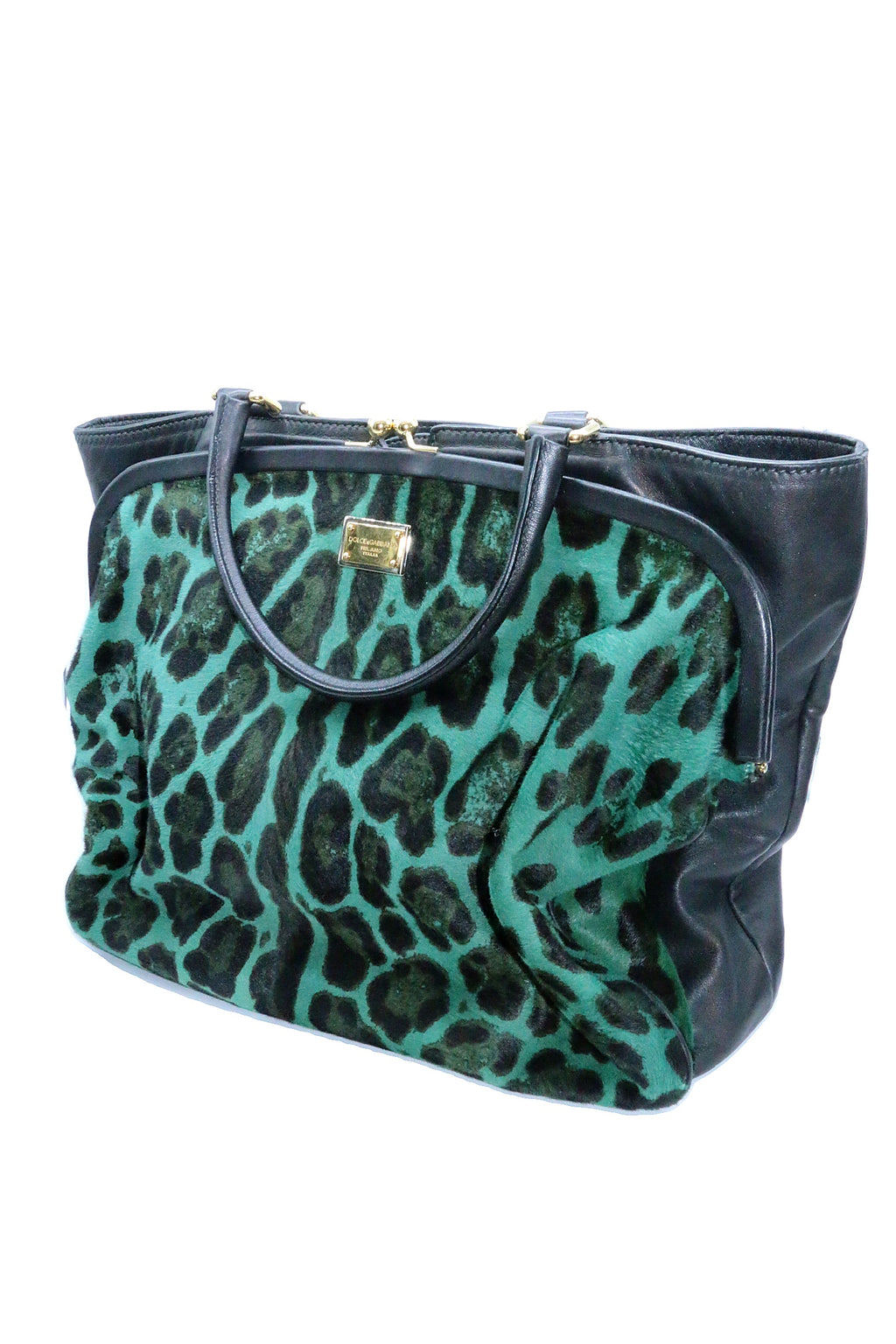 Dolce & Gabbana Green/Black Leopard Print Shoulder bag