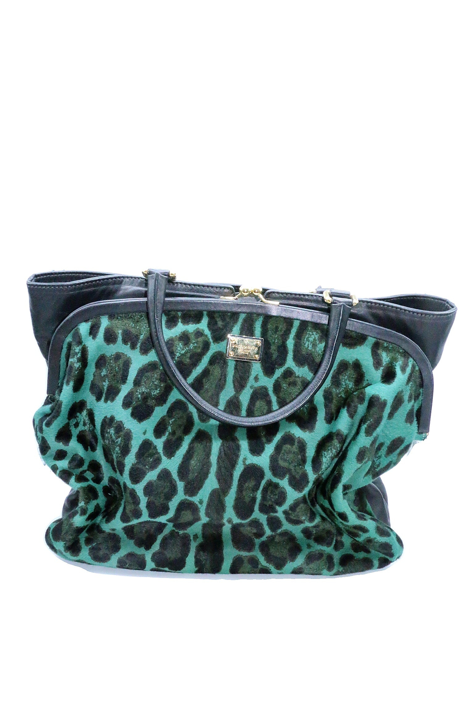 Dolce & Gabbana Green/Black Leopard Print Shoulder bag