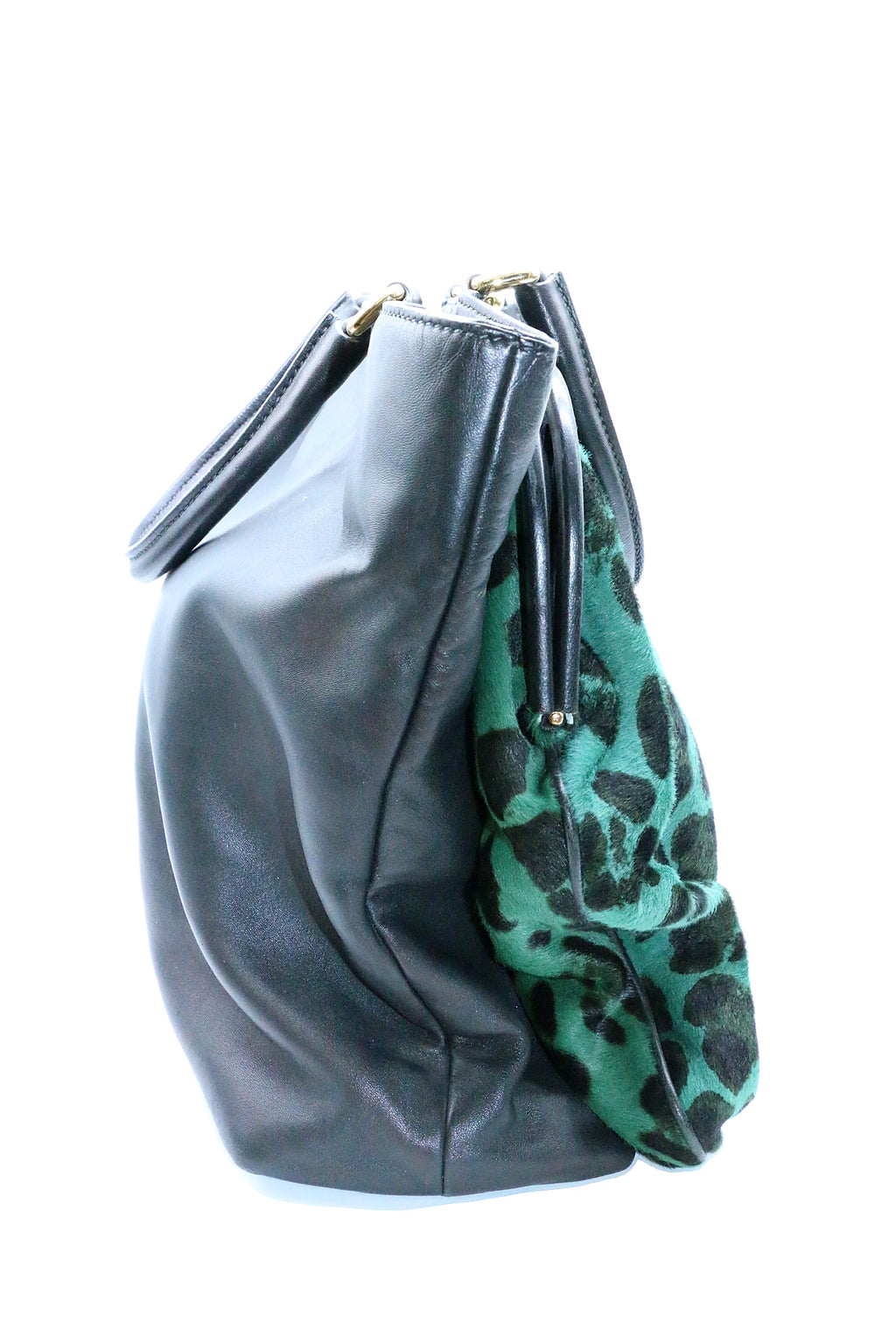 Dolce & Gabbana Green/Black Leopard Print Shoulder bag