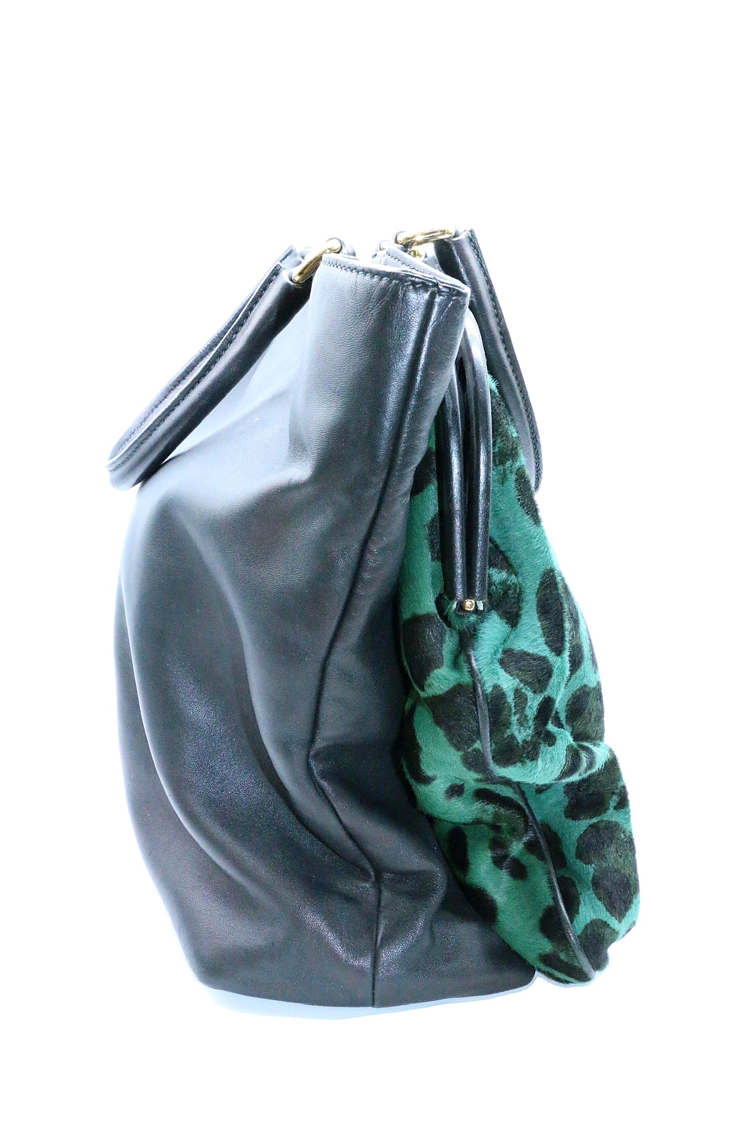 Dolce & Gabbana Green/Black Leopard Print Shoulder bag