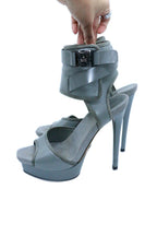 Gucci Grey Leather Gail Ankle Cuff Platform