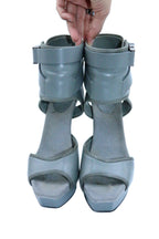 Gucci Grey Leather Gail Ankle Cuff Platform