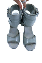 Gucci Grey Leather Gail Ankle Cuff Platform