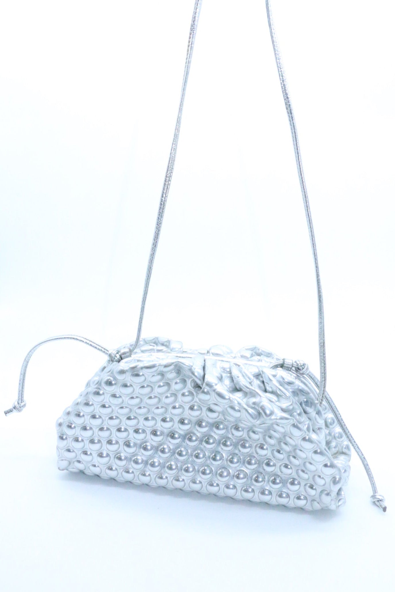 Bottega Veneta Metallic Bubble Wrap Mini Pouch