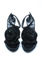 Gianvitto Rossi Satin Flower Embellished Platforms