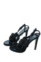 Gianvitto Rossi Satin Flower Embellished Platforms