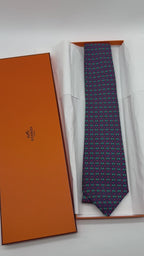 Corbata Hermés morado y H verdes