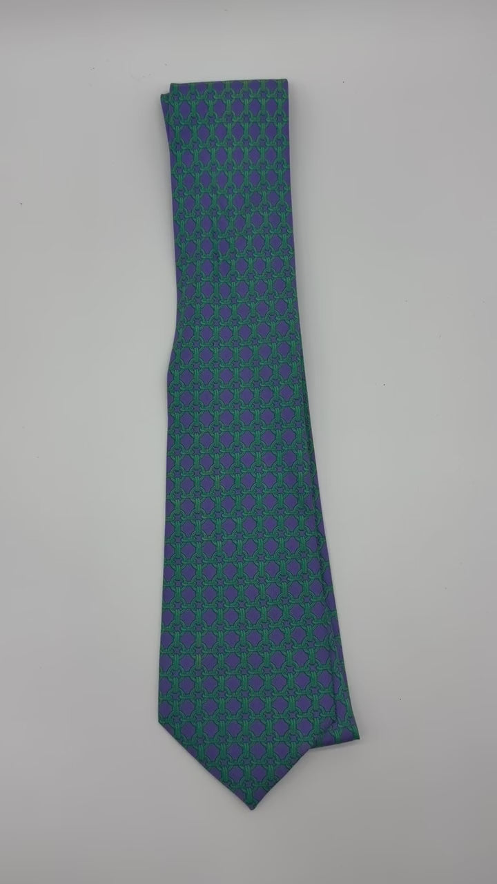 Corbata Hermés morado con verde